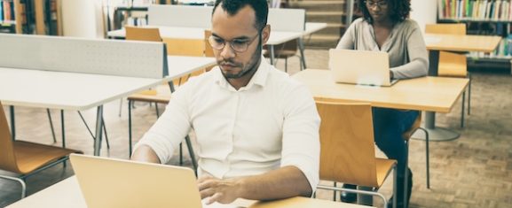 Engineer taking exam